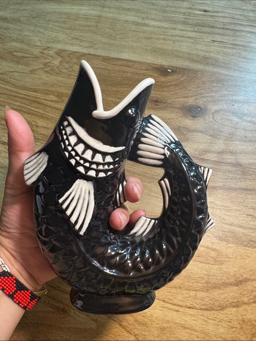 mid-century studio art pottery gurgle pitcher